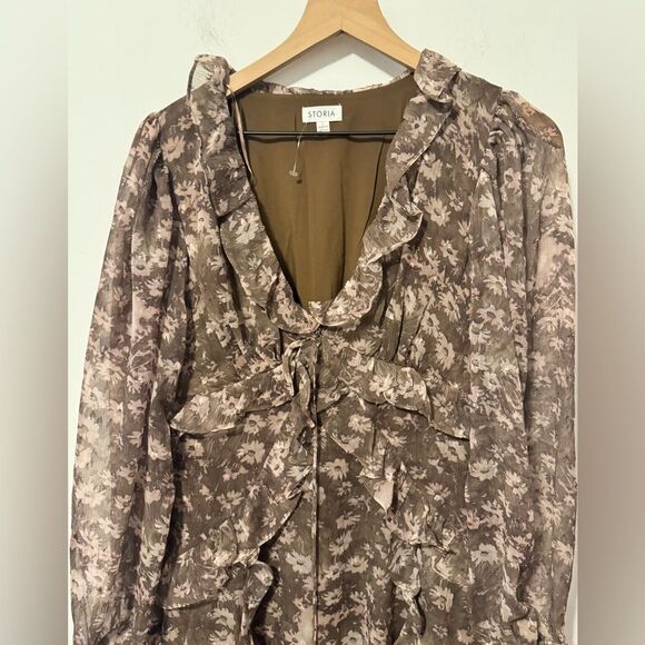 SALE! - Storia Floral Midi Dress Large - Picture 4 of 7